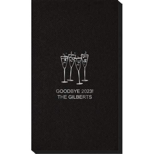 2024 New Years Glasses Linen Like Guest Towels